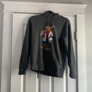 Polo Bear by Ralph Lauren sweatshirt, skiing bear print, size M, no drawstring